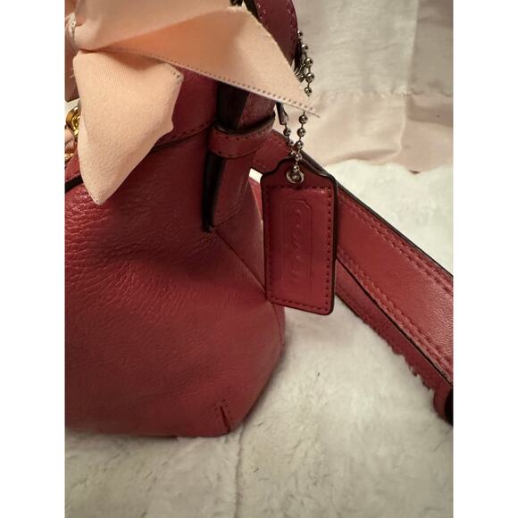 Coach F15512 Pink Madison Gathered Leather Hobo Shoulder Bag Gold Chain - Picture 6 of 13